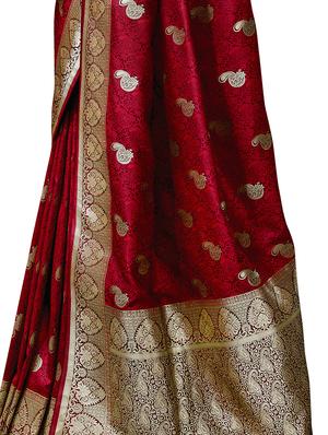 self design banarasi saree with blouse - 17468385 - Standard Image - 4