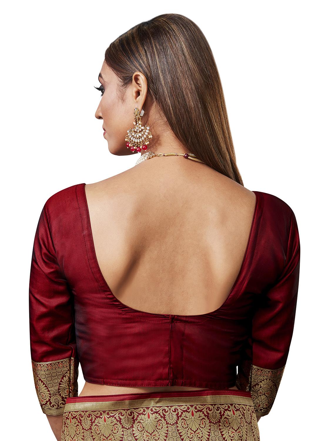 self design banarasi saree with blouse - 17468385 - Zoom Image - 3