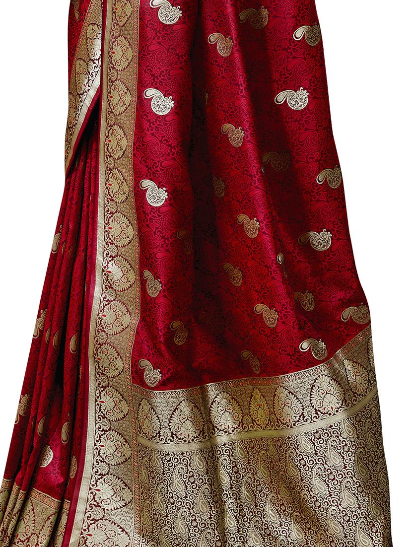 self design banarasi saree with blouse - 17468385 - Zoom Image - 4