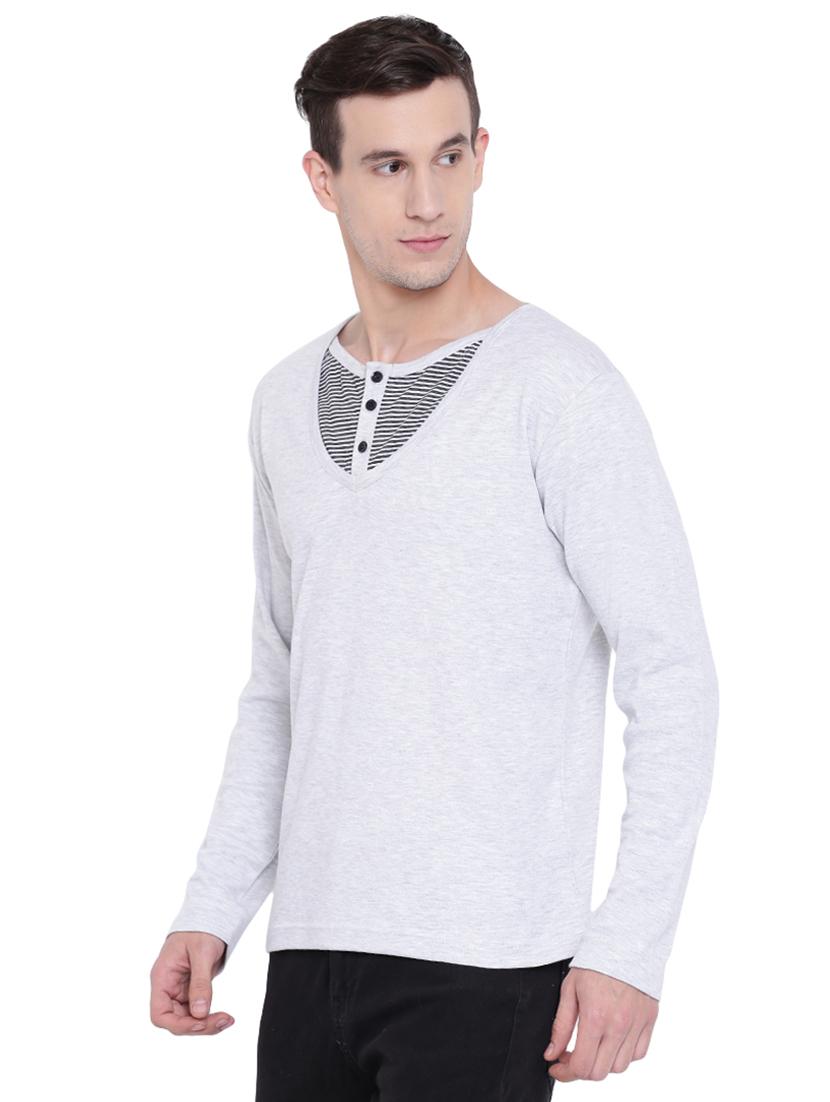 grey striped cut & sew t-shirt - 17468527 - Zoom Image - 2