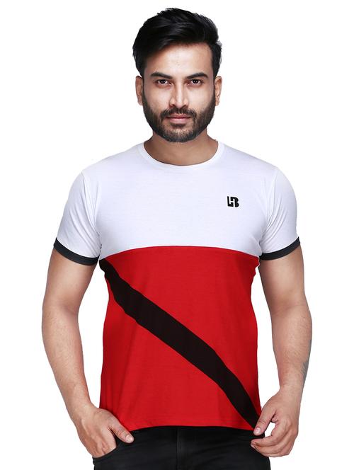 red color block cut & sew t-shirt - 17468528 - Standard Image - 1