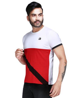 red color block cut & sew t-shirt - 17468528 - Standard Image - 2