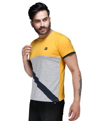 yellow color block cut & sew t-shirt - 17468529 - Standard Image - 2