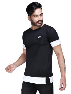 black color block cut & sew t-shirt - 17468530 - Standard Image - 2