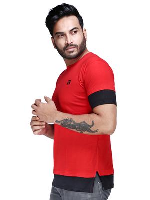 red color block cut & sew t-shirt - 17468531 - Standard Image - 2