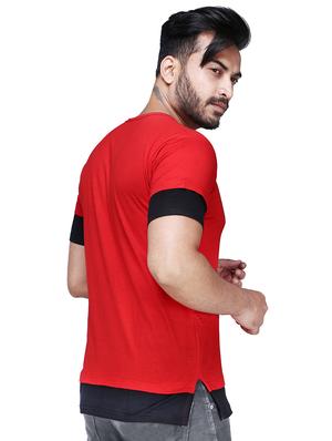 red color block cut & sew t-shirt - 17468531 - Standard Image - 3