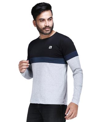 black color block cut & sew t-shirt - 17468533 - Standard Image - 2