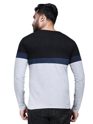 black color block cut & sew t-shirt - 17468533 - Standard Image - 3