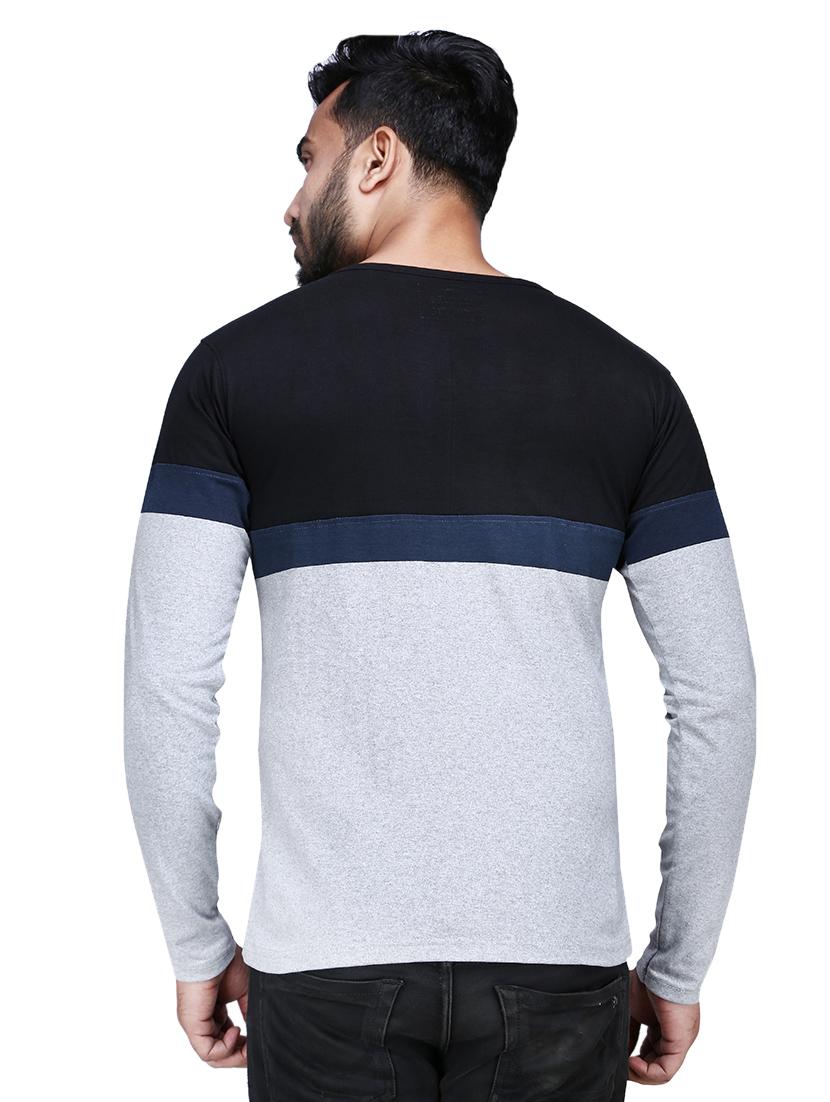 black color block cut & sew t-shirt - 17468533 - Zoom Image - 3