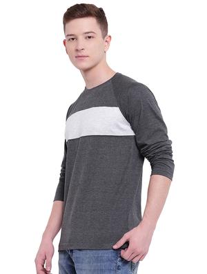grey color block cut & sew t-shirt - 17468543 - Standard Image - 2