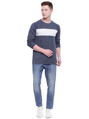 blue color block cut & sew t-shirt - 17468544 - Standard Image - 4