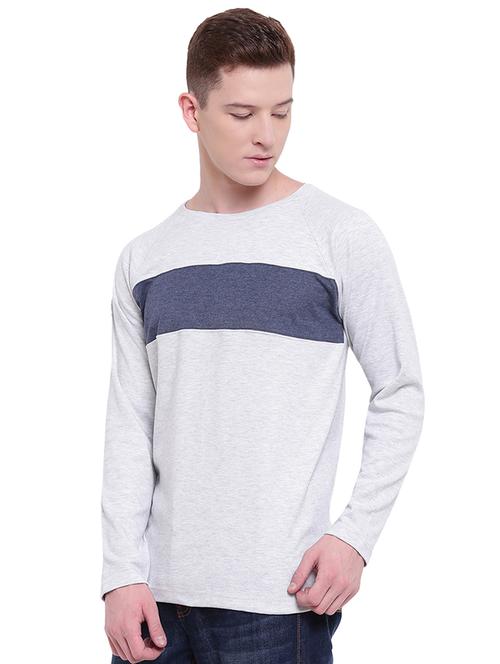 grey color block cut & sew t-shirt - 17468545 - Standard Image - 1