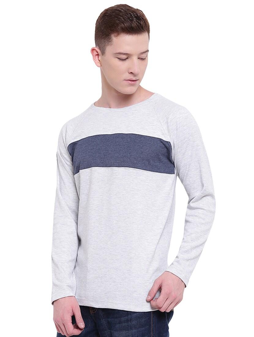 grey color block cut & sew t-shirt - 17468545 - Zoom Image - 1