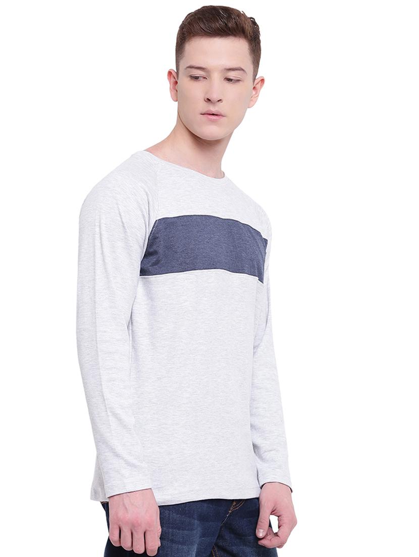 grey color block cut & sew t-shirt - 17468545 - Zoom Image - 2