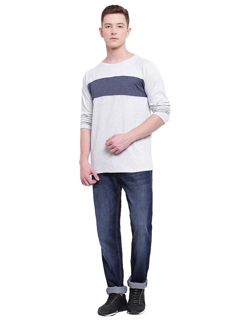 grey color block cut & sew t-shirt - 17468545 - Zoom Image - 4