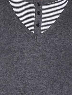 grey striped cut & sew t-shirt - 17468547 - Standard Image - 5