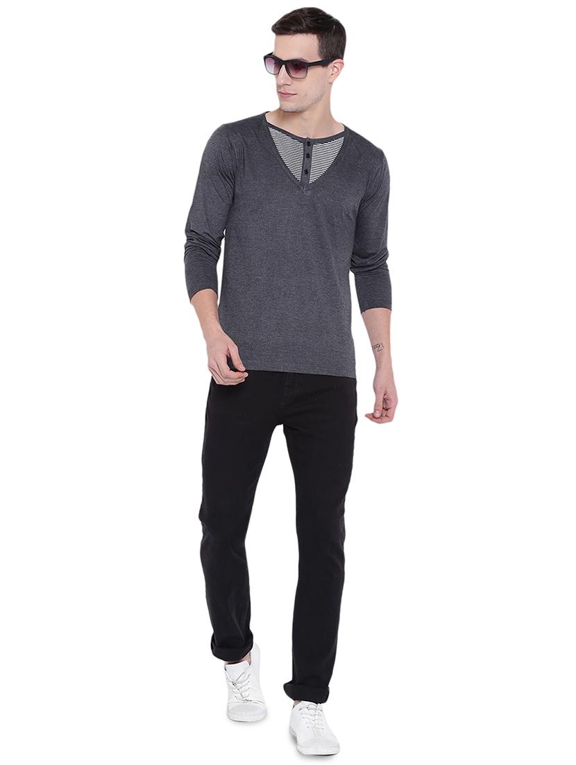 grey striped cut & sew t-shirt - 17468547 - Zoom Image - 4