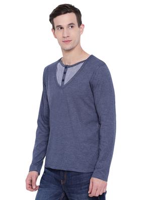 blue striped cut & sew t-shirt - 17468548 - Standard Image - 2