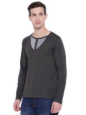 grey striped cut & sew t-shirt - 17468549 - Standard Image - 2
