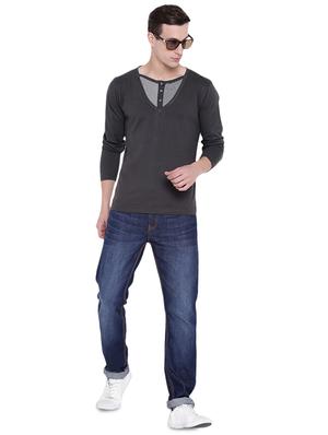 grey striped cut & sew t-shirt - 17468549 - Standard Image - 4