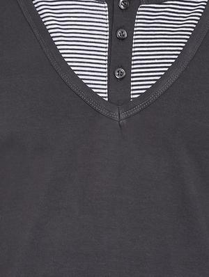 grey striped cut & sew t-shirt - 17468549 - Standard Image - 5