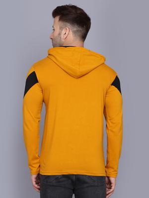 mustard color block cut & sew hooded t-shirt - 17468569 - Standard Image - 3