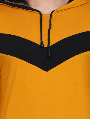 mustard color block cut & sew hooded t-shirt - 17468569 - Standard Image - 4