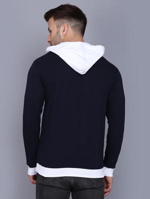 navy blue cut & sew hooded t-shirt - 17468577 - Standard Image - 3