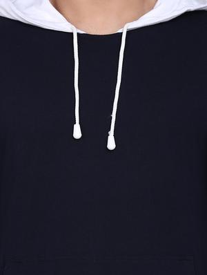 navy blue cut & sew hooded t-shirt - 17468577 - Standard Image - 4