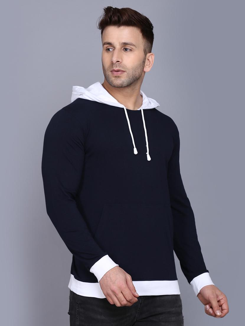 navy blue cut & sew hooded t-shirt - 17468577 - Zoom Image - 1