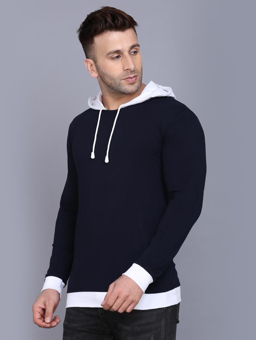 navy blue cut & sew hooded t-shirt - 17468577 - Zoom Image - 2