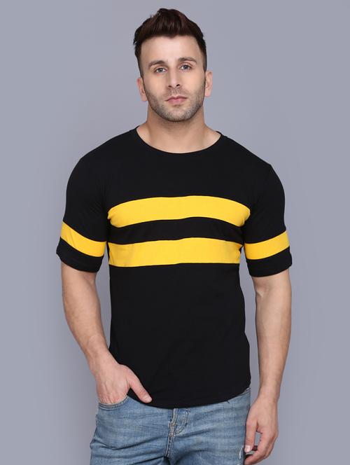 black color block cut & sew t-shirt - 17468583 - Standard Image - 1