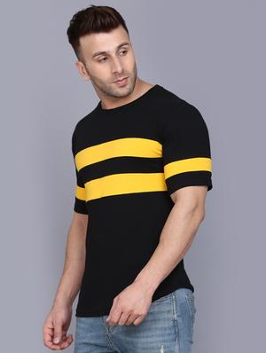 black color block cut & sew t-shirt - 17468583 - Standard Image - 2