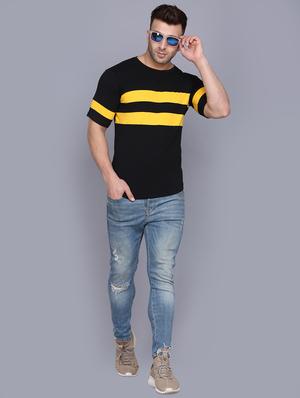 black color block cut & sew t-shirt - 17468583 - Standard Image - 4