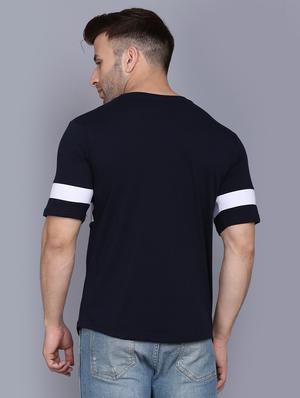 navy blue color block cut & sew t-shirt - 17468585 - Standard Image - 3
