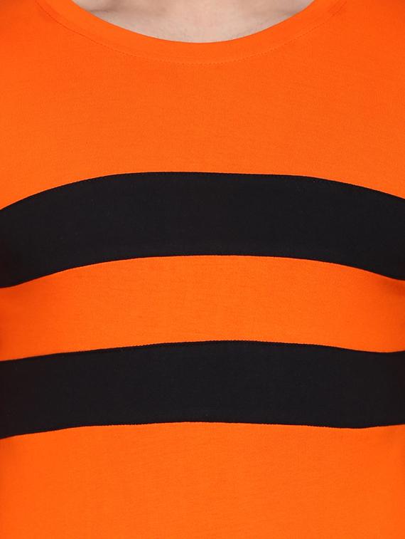 orange color block cut & sew t-shirt - 17468587 - Zoom Image - 4