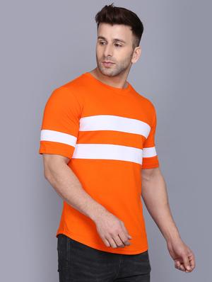 orange color block cut & sew t-shirt - 17468588 - Standard Image - 2