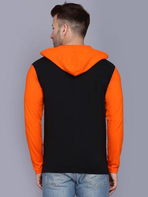 orange color block cut & sew hooded t-shirt - 17468610 - Standard Image - 3