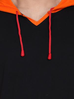orange color block cut & sew hooded t-shirt - 17468610 - Standard Image - 4