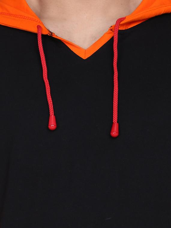 orange color block cut & sew hooded t-shirt - 17468610 - Zoom Image - 4