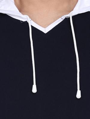 navy blue color block cut & sew hooded t-shirt - 17468611 - Standard Image - 4