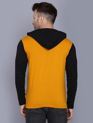 mustard color block cut & sew hooded t-shirt - 17468613 - Standard Image - 3