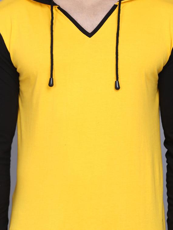 yellow color block cut & sew hooded t-shirt - 17468617 - Zoom Image - 4