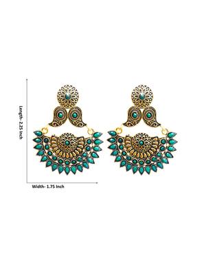 green metal drop earring - 17468674 - Standard Image - 3