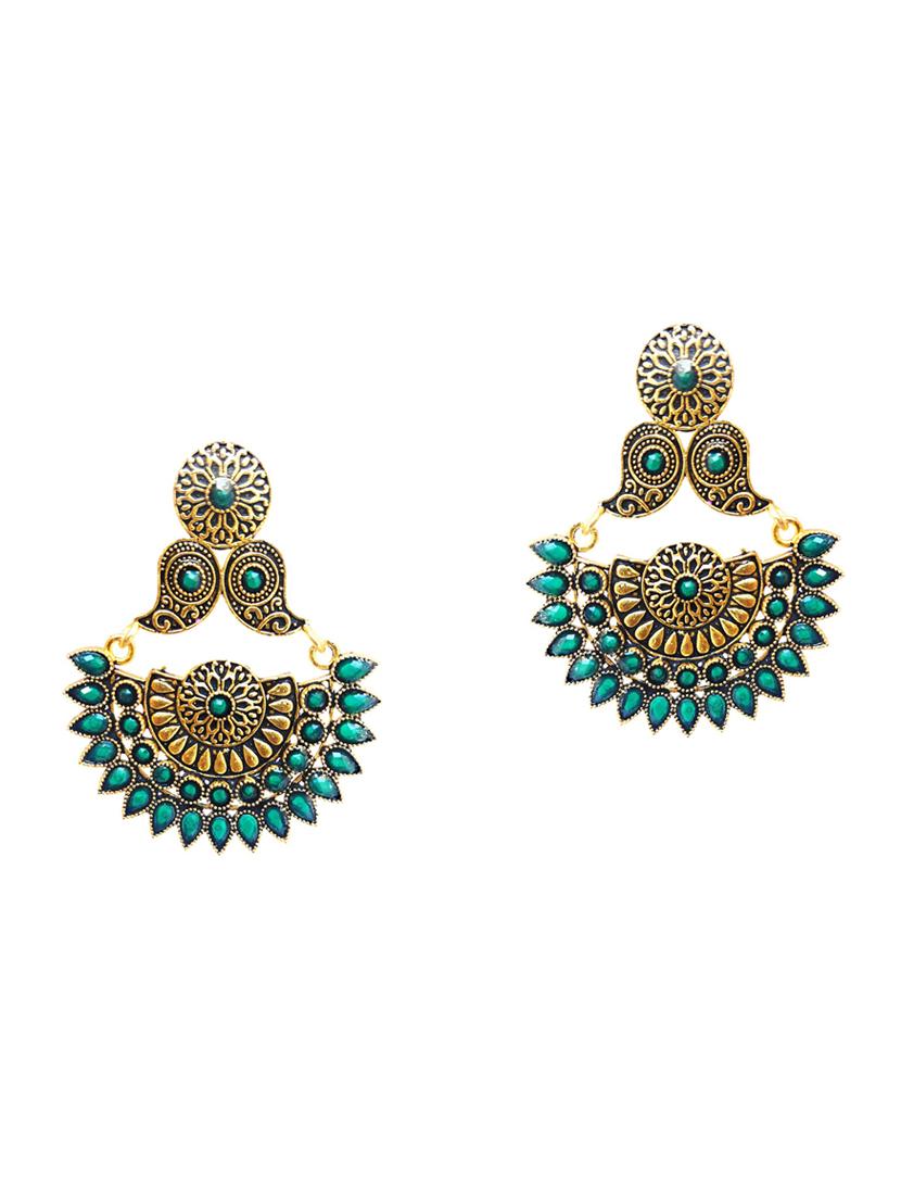 green metal drop earring - 17468674 - Zoom Image - 1
