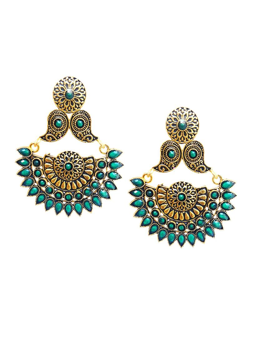 green metal drop earring - 17468674 - Zoom Image - 2