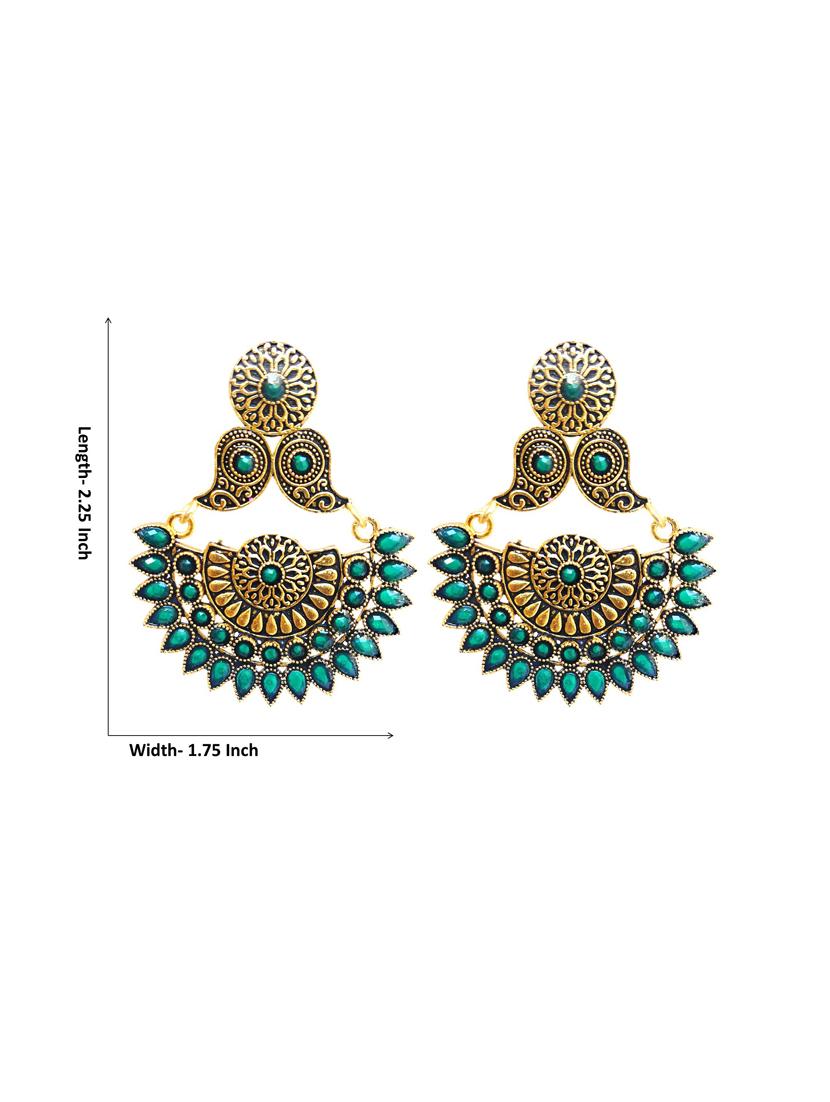 green metal drop earring - 17468674 - Zoom Image - 3