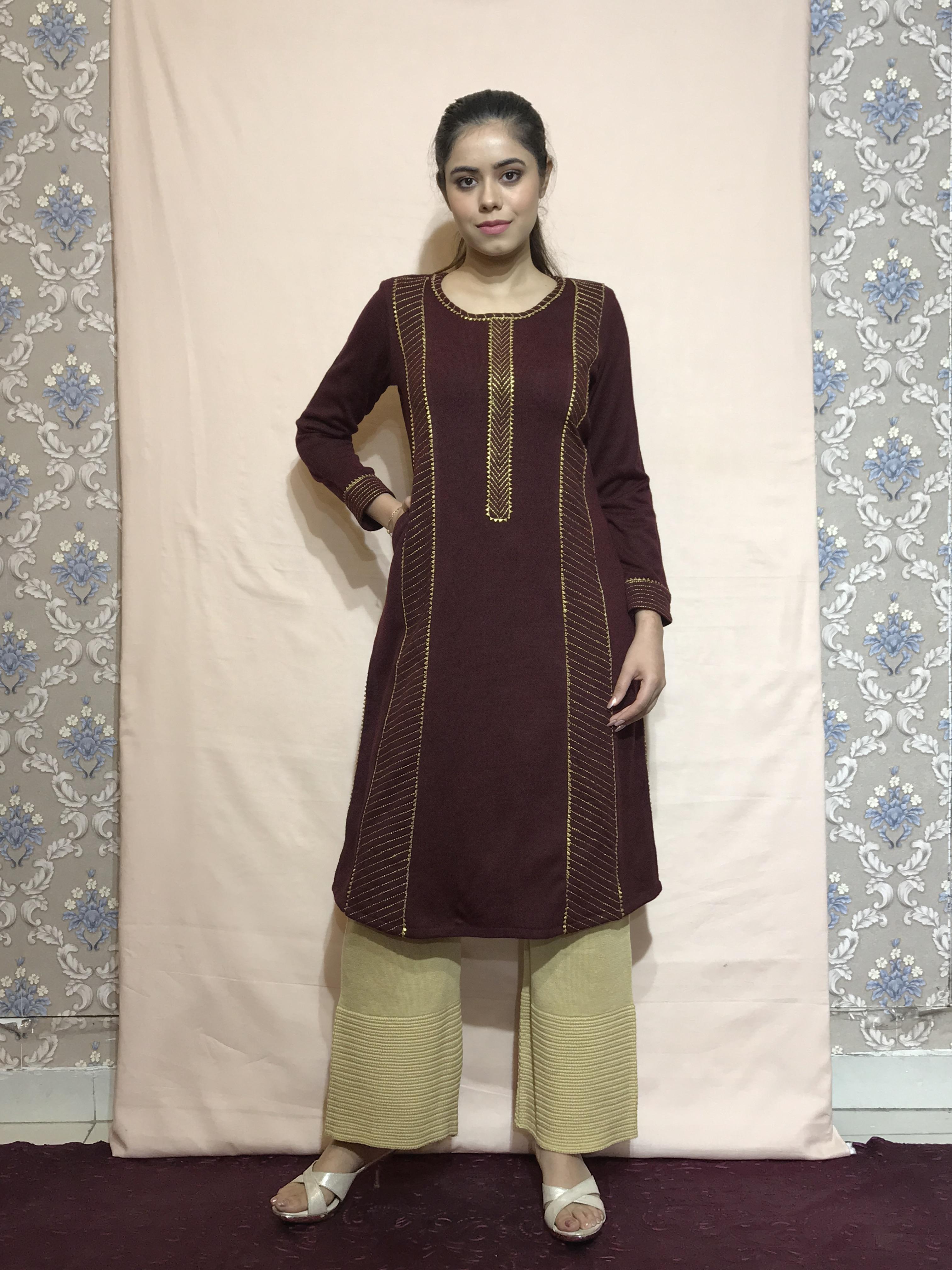 embroidered woolen kurta sets - 17468676 - Zoom Image - 1