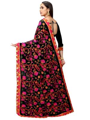 lace bordered embroidered saree with blouse - 17468679 - Standard Image - 2