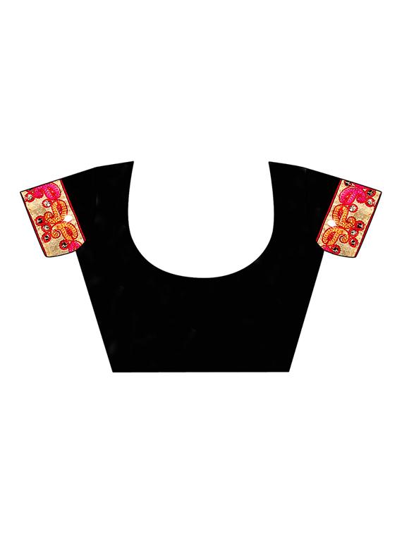 lace bordered embroidered saree with blouse - 17468679 - Zoom Image - 3
